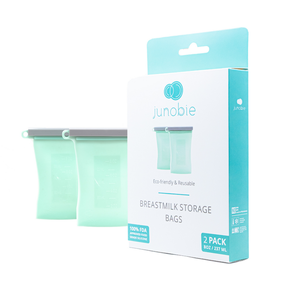 Junobie Infant/Toddler Milk & Snack Storage Bags - The Bundled 2-Pack Mint