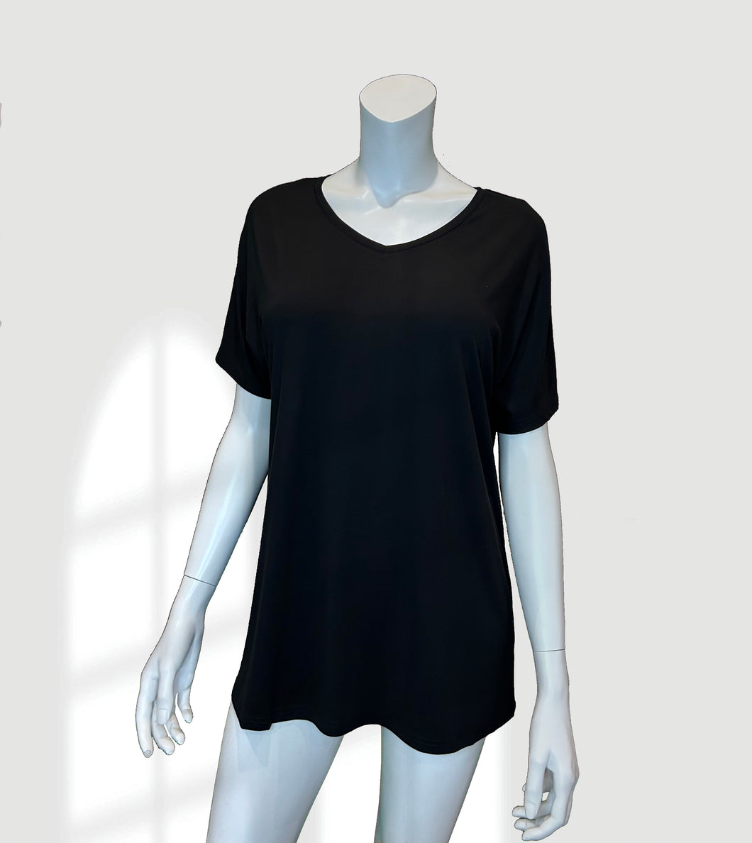 RULES Black Bamboo Lounge Top - Front view with no pregnancy bump