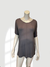 Load image into Gallery viewer, RULES Blue Smoke Bamboo Lounge Top - Front view with pregnancy bump
